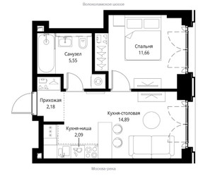 Планировка однокомнатной(квартира) площадью 36.37 квадратных метров в ЖК “ЖК City bay (Сити Бэй)”
