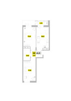 Планировка трехкомнатной(квартира) площадью 65.53 квадратных метров в “ЖК Радость (Радумля Парк)”