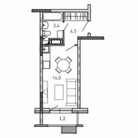 Планировка студии(квартира) площадью 23.1 квадратных метров в “ЖК Квартал Светлый”