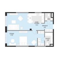 Планировка 4+ комнатной(квартира) площадью 72 квадратных метров в “Клубный квартал Садовническая 69”