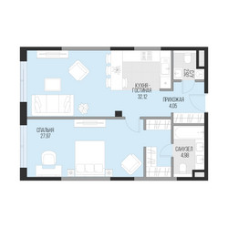 Планировка 4+ комнатной(квартира) площадью 72 квадратных метров в ЖК “Клубный квартал Садовническая 69”