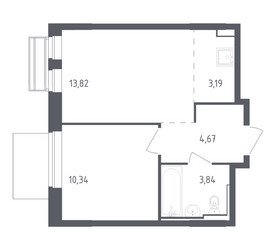 Планировка однокомнатной(квартира) площадью 35.86 квадратных метров в ЖК “ЖК Рублевский Квартал”