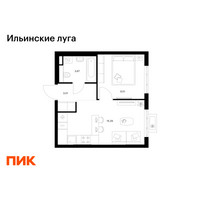 Планировка однокомнатной(квартира) площадью 31.48 квадратных метров в “ЖК Ильинские луга”