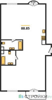 Планировка трехкомнатной(квартира) площадью 88.85 квадратных метров в “ЖК Дом Достижение”