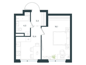 Планировка однокомнатной(квартира) площадью 36.1 квадратных метров в ЖК “ЖК Level Лесной”
