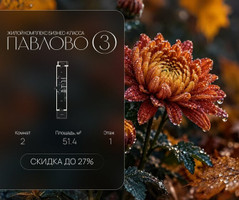 Планировка двухкомнатной(квартира) площадью 51.4 квадратных метров в “Павлово 3”