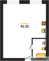 Планировка однокомнатной(квартира) площадью 41.22 квадратных метров в “ЖК Парк Апрель”
