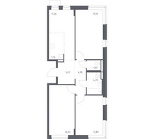 Планировка трехкомнатной(квартира) площадью 80.2 квадратных метров в “ЖК Подольские кварталы”