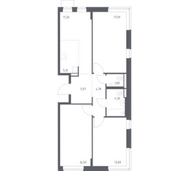 Планировка трехкомнатной(квартира) площадью 80.2 квадратных метров в ЖК “ЖК Подольские кварталы”