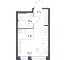 Планировка студии(квартира) площадью 22.29 квадратных метров в “ЖК Богдановский Лес”