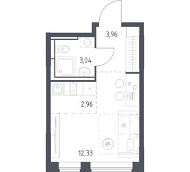 Планировка студии(квартира) площадью 22.29 квадратных метров в ЖК “ЖК Богдановский Лес”