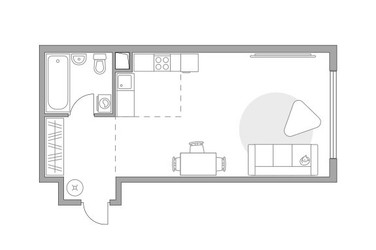 Планировка студии(квартира) площадью 33.7 квадратных метров в ЖК “ЖК Бригантина”