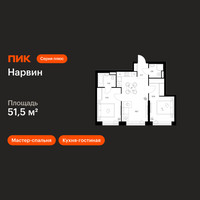 Планировка двухкомнатной(квартира) площадью 51.5 квадратных метров в “Нарвин”