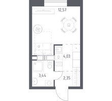 Планировка студии(квартира) площадью 22.39 квадратных метров в “ЖК Цветочные Поляны”