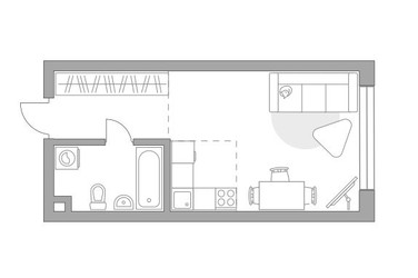 Планировка студии(квартира) площадью 29.63 квадратных метров в ЖК “ЖК Тринити”
