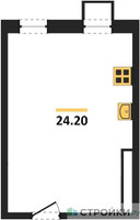 Планировка студии(апартаменты) площадью 24.2 квадратных метров в “ЖК Легендарный квартал на Ботаническом саду”
