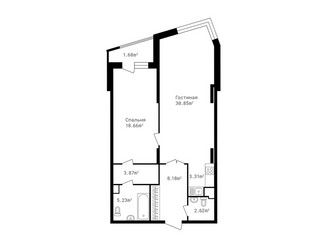 Планировка двухкомнатной(квартира) площадью 73.9 квадратных метров в ЖК “ЖК Клубный дом Точка отсчета”