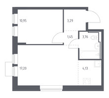 Планировка однокомнатной(квартира) площадью 40.78 квадратных метров в “ЖК Молжаниново”