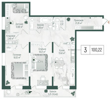 Планировка трехкомнатной(квартира) площадью 105.46 квадратных метров в “ЖК Рига Хиллс”