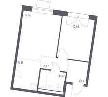 Планировка однокомнатной(квартира) площадью 40.9 квадратных метров в “ЖК Квартал Западный”