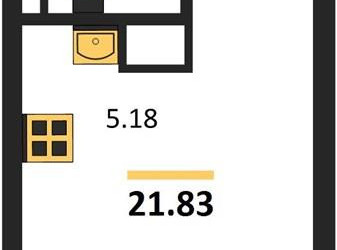 Планировка студии(квартира) площадью 21.83 квадратных метров в ЖК “ЖК Светлый мир Станция Л”