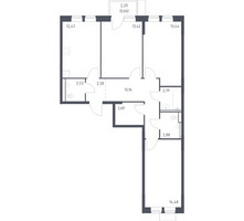 Планировка трехкомнатной(квартира) площадью 79.1 квадратных метров в “ЖК Молжаниново”