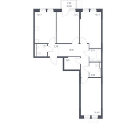Планировка трехкомнатной(квартира) площадью 79.1 квадратных метров в ЖК “ЖК Молжаниново”