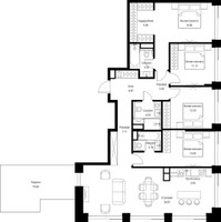 Планировка 4+ комнатной(квартира) площадью 133.1 квадратных метров в “ЖК Сити Бэй”