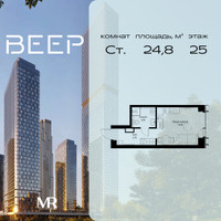Планировка студии(квартира) площадью 24.8 квадратных метров в “ЖК Веер”
