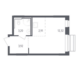 Планировка студии(квартира) площадью 22.35 квадратных метров в ЖК “ЖК Рублевский Квартал”