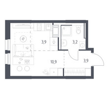 Планировка студии(квартира) площадью 21.7 квадратных метров в “ЖК Мытищи Парк”