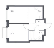 Планировка однокомнатной(квартира) площадью 34.6 квадратных метров в “ЖК Новое Внуково”