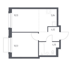 Планировка однокомнатной(квартира) площадью 34.6 квадратных метров в ЖК “ЖК Новое Внуково”