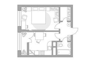 Планировка однокомнатной(квартира) площадью 37.54 квадратных метров в “ЖК Пехра”