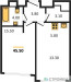 Планировка однокомнатной(квартира) площадью 45.5 квадратных метров в “ЖК ROTTERDAM (Роттердам)”