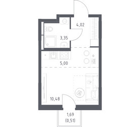 Планировка студии(квартира) площадью 23.36 квадратных метров в ЖК “ЖК Космический Квартал”