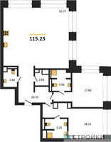 Планировка двухкомнатной(квартира) площадью 115.76 квадратных метров в “ЖК Forum (Форум)”