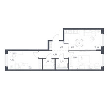 Планировка двухкомнатной(квартира) площадью 59.38 квадратных метров в “ЖК Новое Видное”