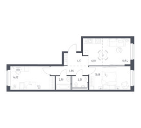 Планировка двухкомнатной(квартира) площадью 59.38 квадратных метров в ЖК “ЖК Новое Видное”