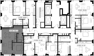 Планировка однокомнатной(квартира) площадью 48.1 квадратных метров в ЖК “ЖК SET (Сет)”