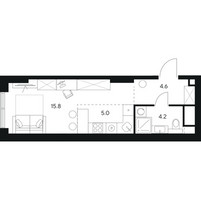 Планировка студии(квартира) площадью 29.6 квадратных метров в “ЖК NEXUS by Akvilon (Нексус от Аквилон)”