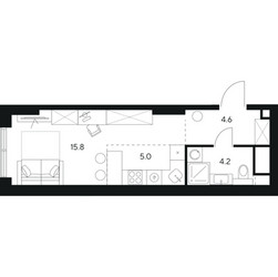 Планировка студии(квартира) площадью 29.6 квадратных метров в ЖК “ЖК NEXUS by Akvilon (Нексус от Аквилон)”