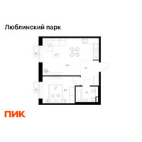 Планировка однокомнатной(квартира) площадью 40.9 квадратных метров в “ЖК Люблинский парк”