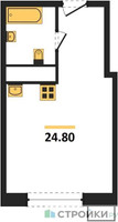 Планировка студии(квартира) площадью 24.6 квадратных метров в “ЖК Гоголь парк”