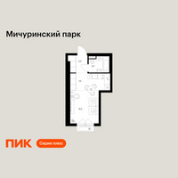 Планировка студии(квартира) площадью 24.5 квадратных метров в “ЖК Мичуринский Парк”