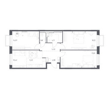 Планировка трехкомнатной(квартира) площадью 80.77 квадратных метров в “ЖК Томилино Парк”
