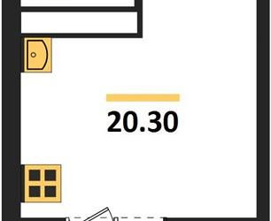 Планировка студии(квартира) площадью 20.3 квадратных метров в ЖК “ЖК Радость (Радумля Парк)”