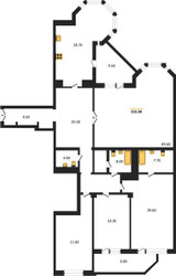 Планировка 4+ комнатной(квартира) площадью 215.6 квадратных метров в ЖК “ЖК Вавилово”