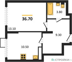 Планировка однокомнатной(квартира) площадью 35.9 квадратных метров в “ЖК Ново-Молоково”