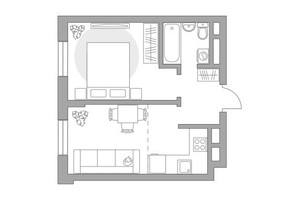 Планировка однокомнатной(квартира) площадью 37.96 квадратных метров в “ЖК Живописный”